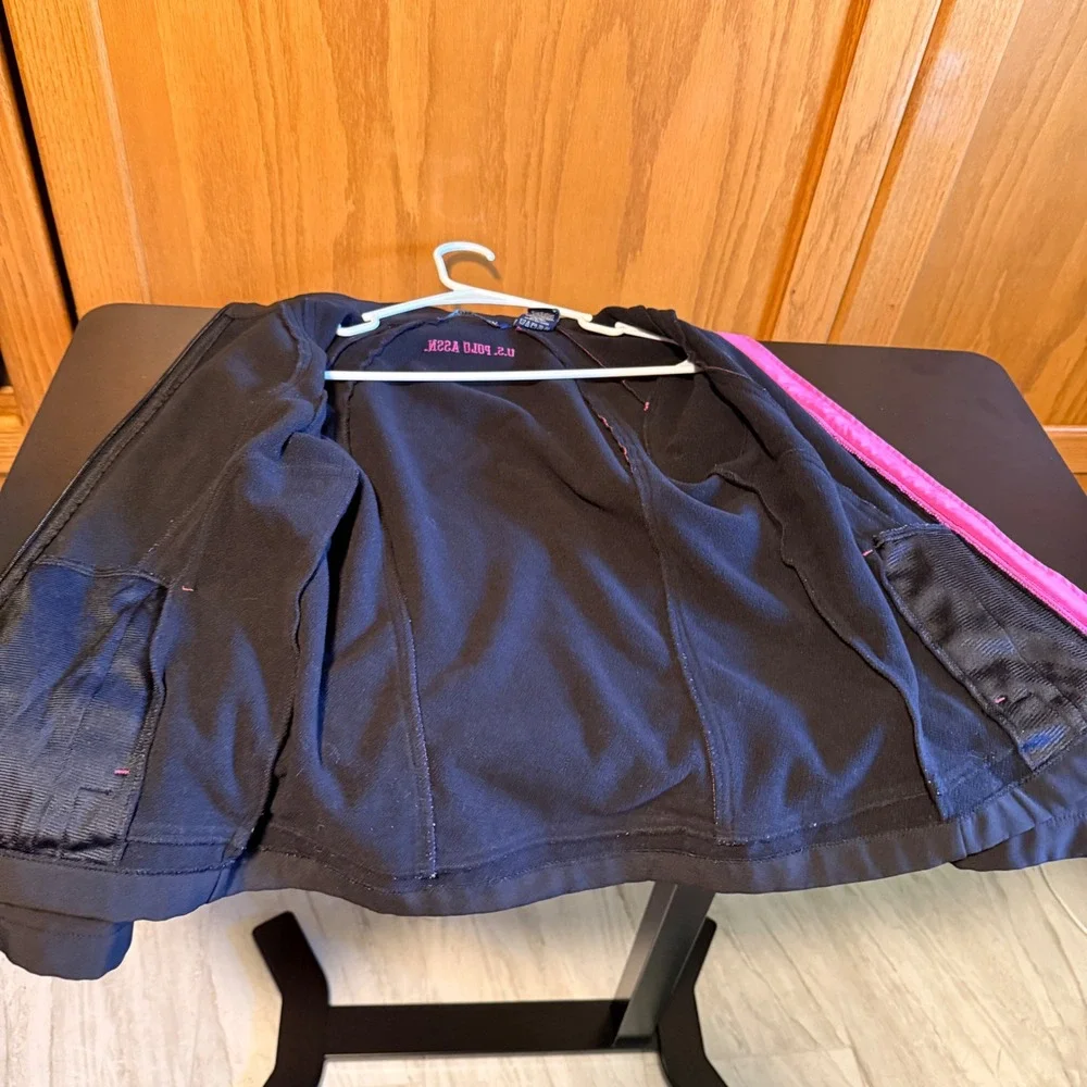U.S. Polo Assn. Girls Black Pink Softshell Lined W/Fleece Full Zip Jacket
